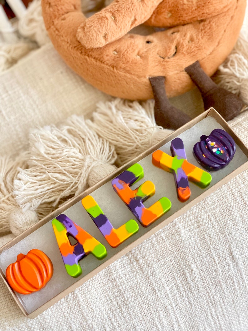 Halloween Personalized Gift For Kids, Halloween Treats, Halloween Party Favors, Halloween Pumpkin Crayons, Trick or Treat, Boo Basket Filler image 7