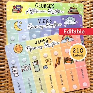 Editable Morning, Afternoon & Evening Routine Chart, Planning Toddler Bedtime Routine, Daily Visual Schedule, Chore Chart Kids Flip Chart