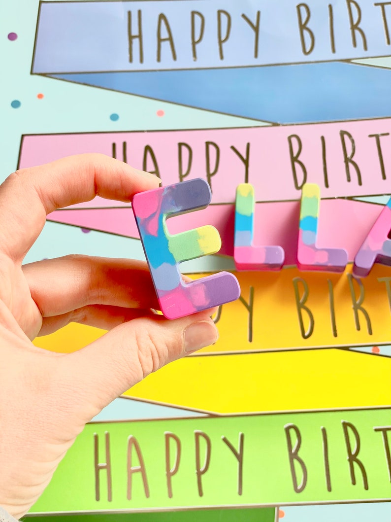 Kids Birthday Party Favor Crayon Letter Personalized Name zdjęcie 4