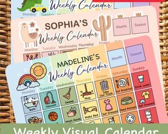 Weekly Visual Calendar for kids, Routine Chart, Toddler Daily Routine, Daily Visual Schedule, Chore Chart Montessori Kids, Chart for kids