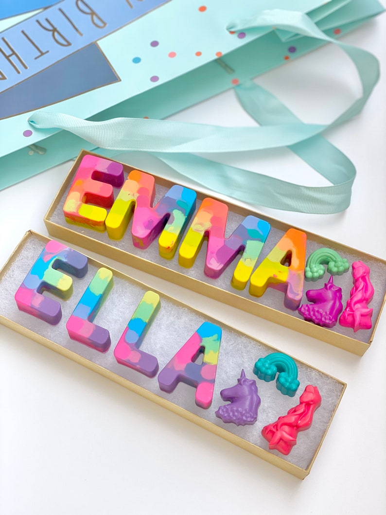 Kids Birthday Party Favor Crayon Letter Personalized Name zdjęcie 1