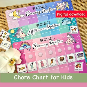 Morning, Afternoon & Evening Routine Chart, Planning Toddler Bedtime Routine, Daily Visual Schedule, Chore Chart Montessori Kids Flip Chart