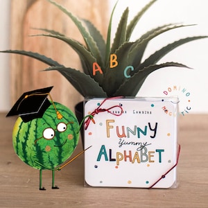 Divertidas y deliciosas tarjetas flash del alfabeto para niños, regalo educativo y actividades para niños pequeños, tarjetas ABC con verduras y frutas.