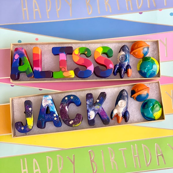 Kids BIRTHDAY Crayons, Crayon Name Set, Custom Alphabet Name Crayons in a Gift Box, Crayon Toy, Birthday Gift Kids, Gift Kids