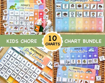 Kids Chore Chart Bundle: Daily Routine Visual Schedule (Digital Download)