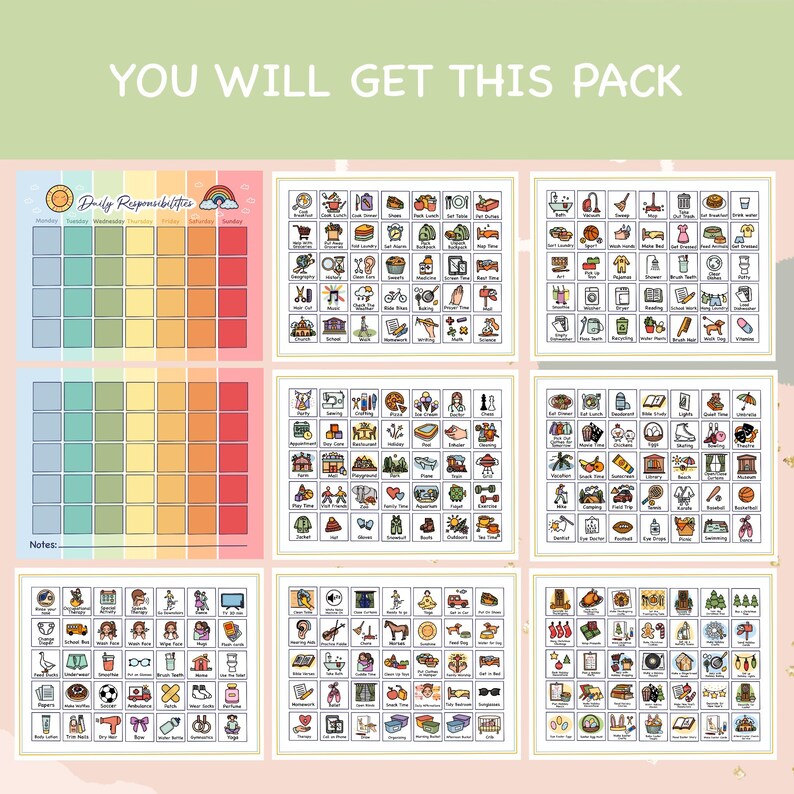 Kids Chore Chart Bundle: Daily Routine Visual Schedule (digital ...