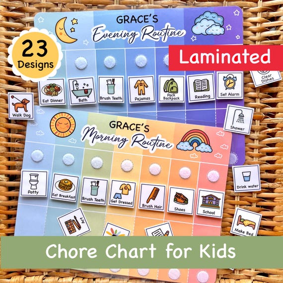 Morning, Afternoon & Evening Routine Chart, Planning Toddler Bedtime Routine, Weekly Visual Calendar, Chore Chart for Kids, Reward Chart