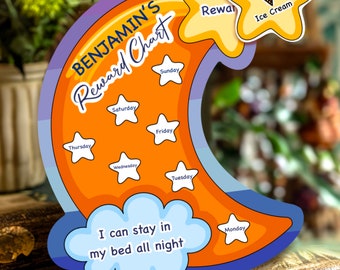 Bedtime Reward Chart for kids, Laminated Bedtime Chart, Daily Chore Chart, Kids Bedtime Sticker Chart, Laminated Reward Chore Chart for kids