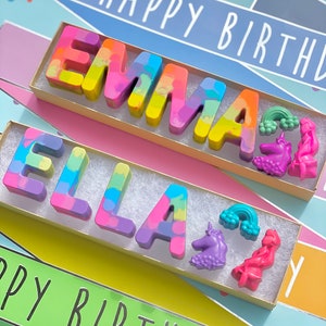 Kids NAME Crayons, Custom Alphabet Name Crayons in a Gift Box, Crayon Toy, Birthday Gift, Kids Birthday Gift Girl image 4