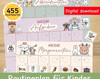 Kids Routine Chart: Daily Visual Schedule, Morning, Evening (Digital Download)