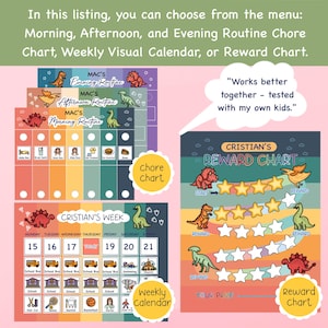 Morning, Afternoon & Evening Routine Chore Chart, Planning Bedtime Routine, Weekly Visual Calendar, Chore Chart for Kids, Reward Chart image 7