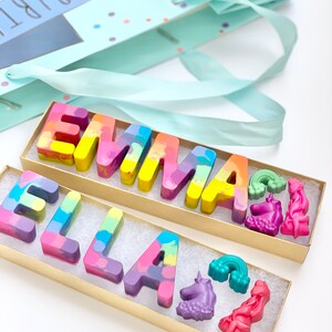 Kids Birthday Party Favor Crayon Letter Personalized Name zdjęcie 2
