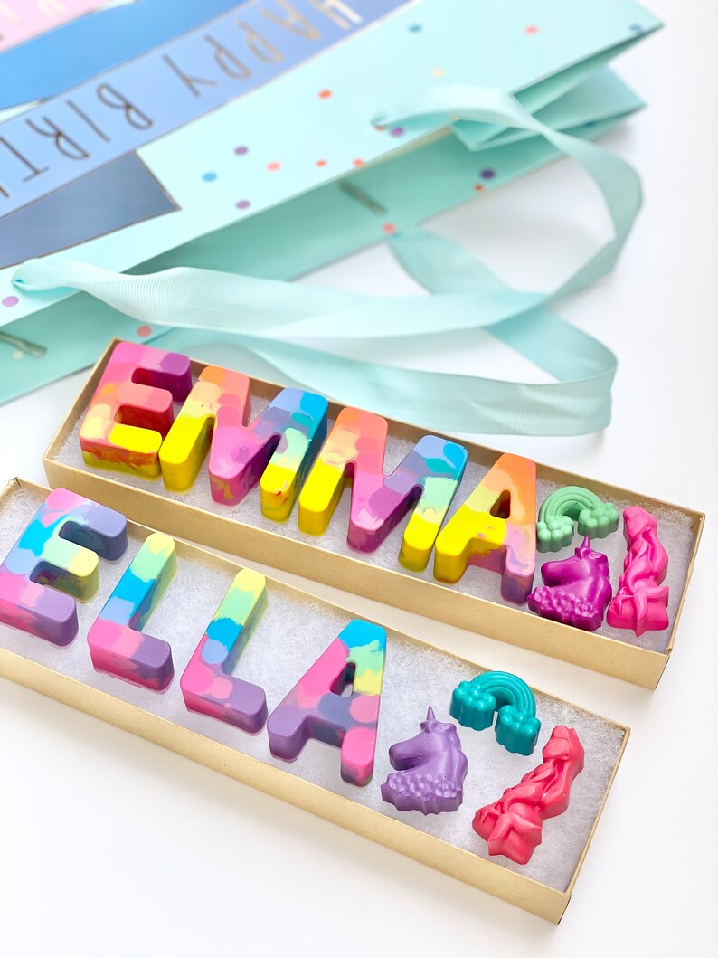 Kids Birthday Party Favor Crayon Letter Personalized Name image 2