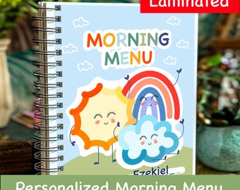 Personalized Laminated Morning Menu, Homeschool Preschool Binder
