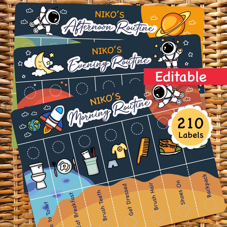 Navy Daily Routine Order Editable Kids Routine Chart: Morning, Afternoon, Evening Visual ...