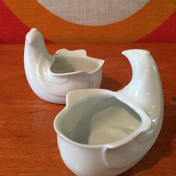 Vintage Dansk Modern Bird Votive Candle Holder Pair, Set of 2, Gunnar Cyren, TWO PAIR AVAILABLE, White Bird Modern Candle Holder, Chickens