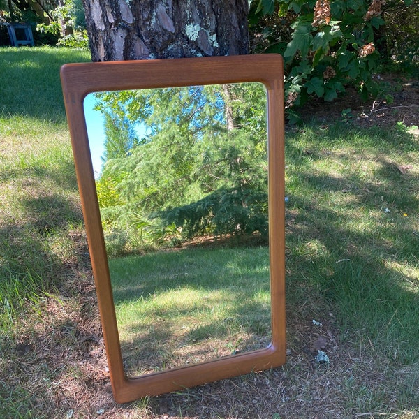 Danish Modern Teak Mirror, Rectangular Mirror, Made in Denmark, Teak Wood Mirror, Teak Wall Mirror, Mid Century Modern Mirror