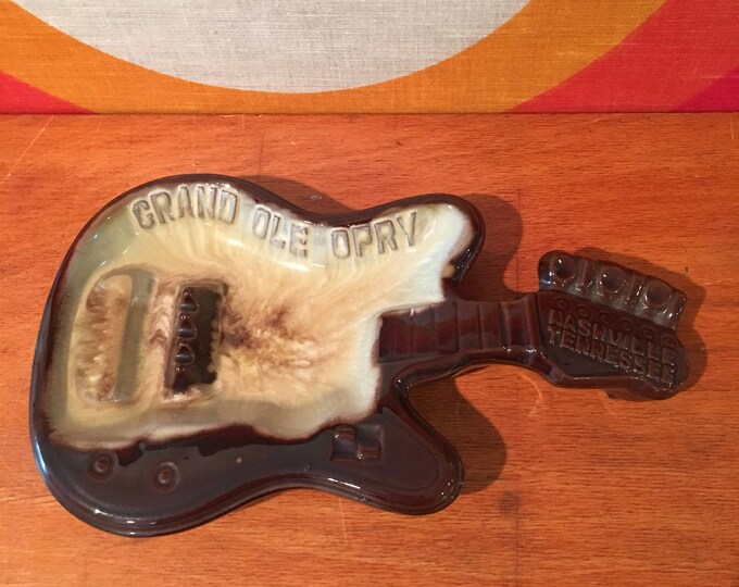Vintage Grand Ole Opry Guitar Shaped Ashtray, Souvenir Ashtray