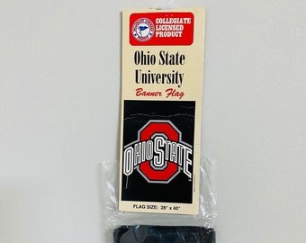 Vintage Ohio State University Banner Flag, NOS, Ohio State Buckeyes College Flag, 1990s Unused Flag, Yard Decor, Outdoor Flag