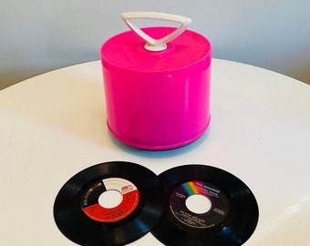 Vintage Disk-Go-Case, Pink 45 Record Storage Case, 45 Album Holder, Vinyl Storage Box, Mid Century Album Case, 45 RPM Album Storage