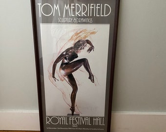 Tom Merrifield Sculpture Royal Festival Hall Signed Gallery Poster Framed 1984, Signed and Framed Art Poster, Tom Merrifield Artist