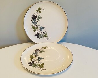 Vintage Taylor Smith & Taylor Melody Lane Dinner Plates, Homemaker Set, Versatile, Set of 2, Mid Century Dinnerware, Grape Leaves Plates