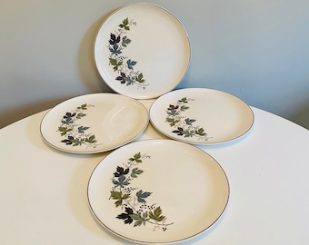 Vintage Taylor Smith & Taylor Melody Lane Dinner Plates, Homemaker Set, Versatile, Set of 4, Mid Century Dinnerware, Grape Leaves Plates