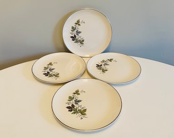 Vintage Taylor Smith & Taylor Melody Lane Bread Plates, Homemaker Set, Versatile, Set of 4, Mid Century Dinnerware, Grape Leaves Plates
