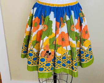 Vintage Ever Pleat Apron with Fabric by M. Lowenstein & Sons, NOS, Unused, Pleated Apron, Hippie Print, Flowers and Butterflies, Boho Apron