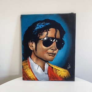 Vintage Michael Jackson Samt Gemälde, kitschiges Samt Kunstwerk, Michael Jackson Portrait auf Samt