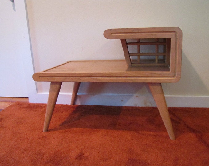 Mid Century Modern Step Table, Side Table, Two Tier End Table, Blonde ...