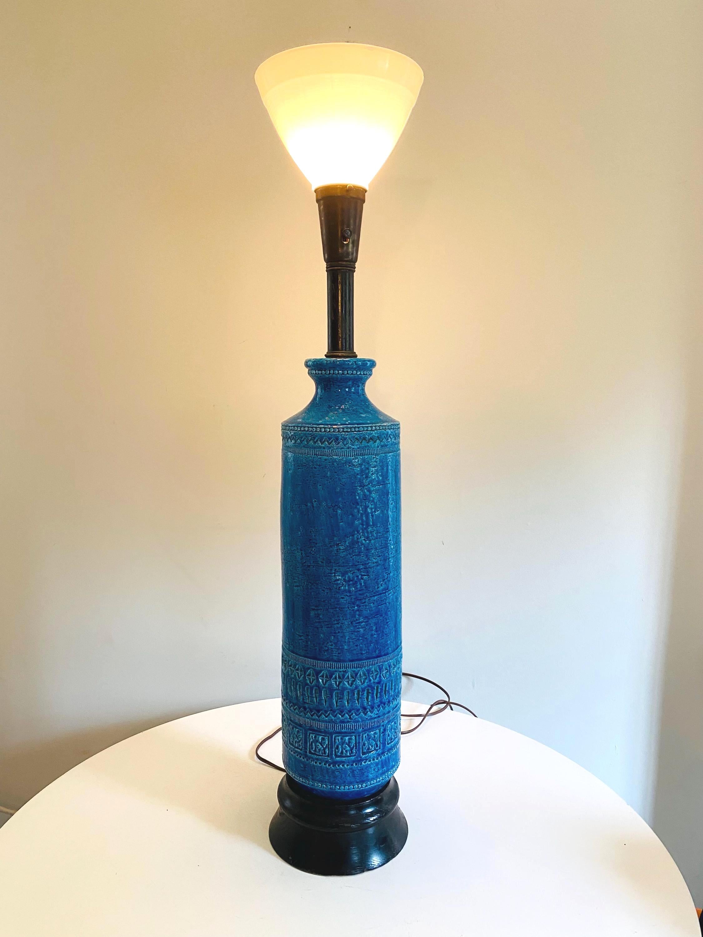 Bluemoris TRADITIONAL Ti/180cm／O2／中古 Vintage Rimini Blue Table Lamp by Aldo Londi for Bitossi, Mid