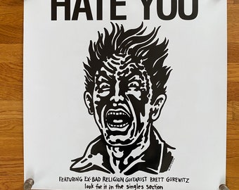 Daredevils Hate You Original 24" x 24" Double Sided Promo Poster Bad Religion, 1999s Promotional Record Store Poster, Never Hung