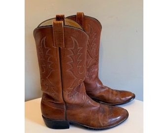 Botas vaqueras vintage Rios of Mercedes para hombre, de cuero marrón, talla 10 D