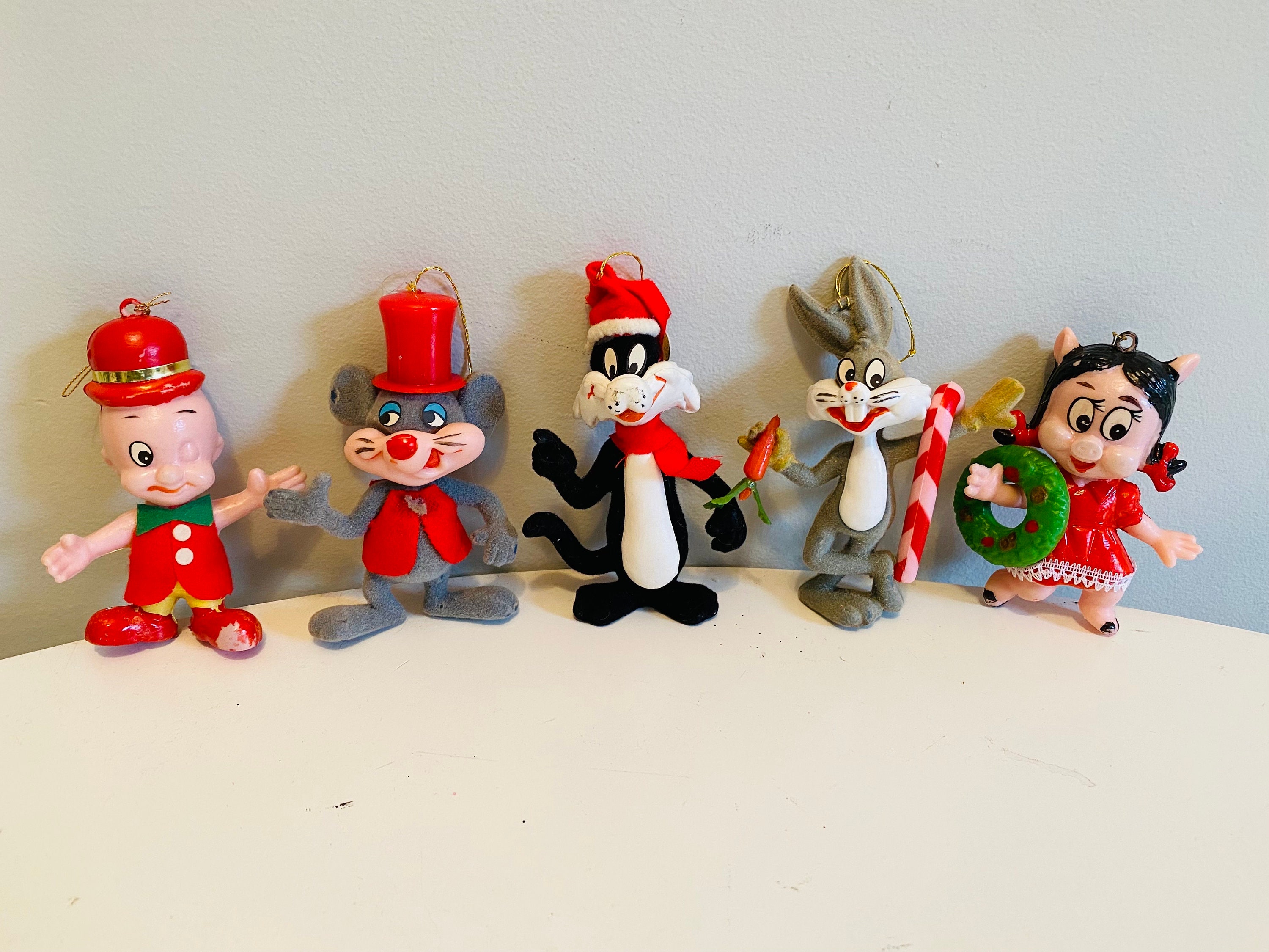 Vintage Lot of 5 Looney Tunes 1977 Christmas Ornaments, Bugs Vintage Lot of 5 Looney Tunes 1977 Christmas Ornaments, Bugs