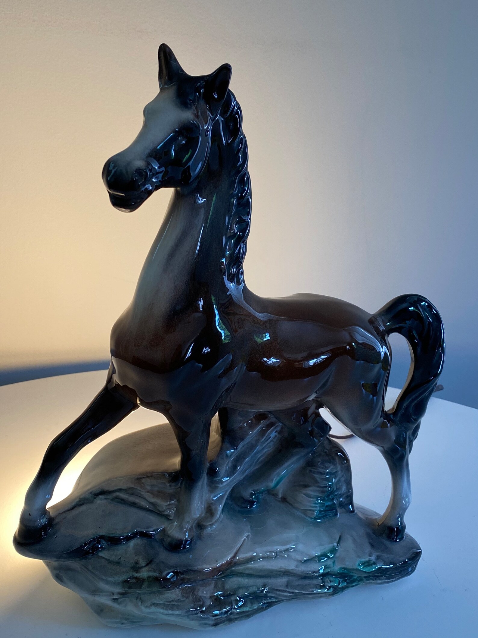 Vintage Horse TV Lamp Brown Stallion TV Lamp Mid Century Etsy