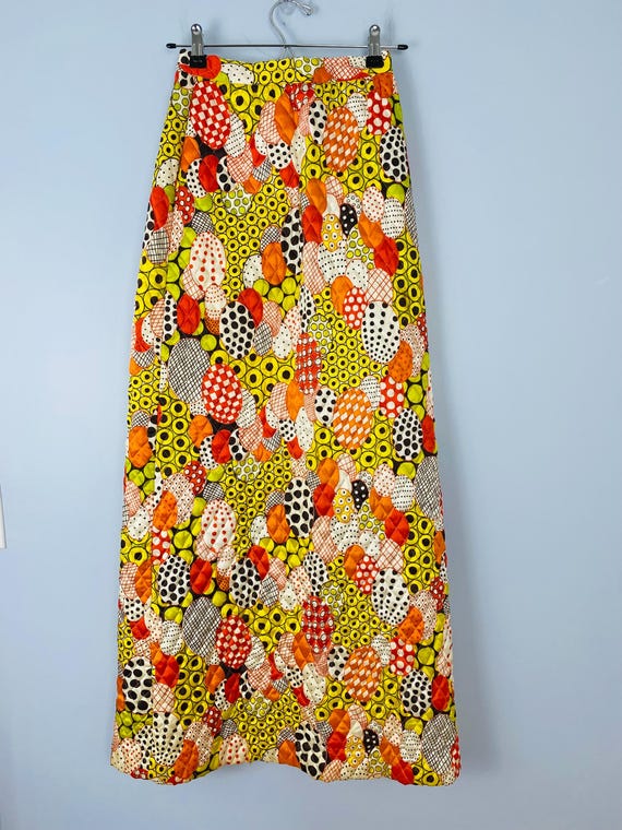 【Orange】70s vintage USA handmade skirt VINTAGE Skirt From the 70s, Long Orange Skirt With Silver
