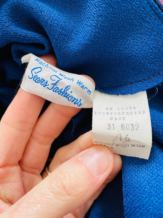 Vintage Sears Fashions Floor Length Dress Navy Blue Sleeveless