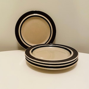 Arabia Finland Ruija Dessert Plates, Set of 4, Arabia Cake Plates, Brown and Beige Plates, Ulla Procope, 7" Luncheon Plates