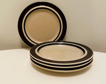 Arabia Finland Ruija Dessert Plates, Set of 4, Arabia Cake Plates, Brown and Beige Plates, Ulla Procope, 7" Luncheon Plates