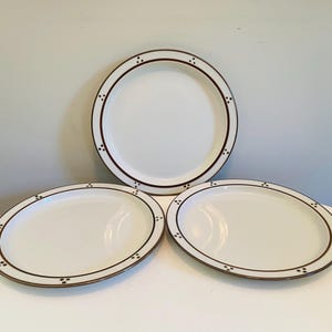 Dansk Bistro Fredriksborg Brown Dot Dinner Plates Set of 3, Dansk NR, Niels Refsgaard Design, Dansk International Japan, Brown and White