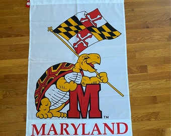 Vintage University of Maryland Terrapins Banner Flag, NOS, Maryland Terrapins College Basketball Flag, 1990s Unused Flag, Football Flag