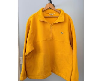 Vintage 90s Lacoste Yellow Fleece Quarter Zip Pullover Jacket XL Hong Kong