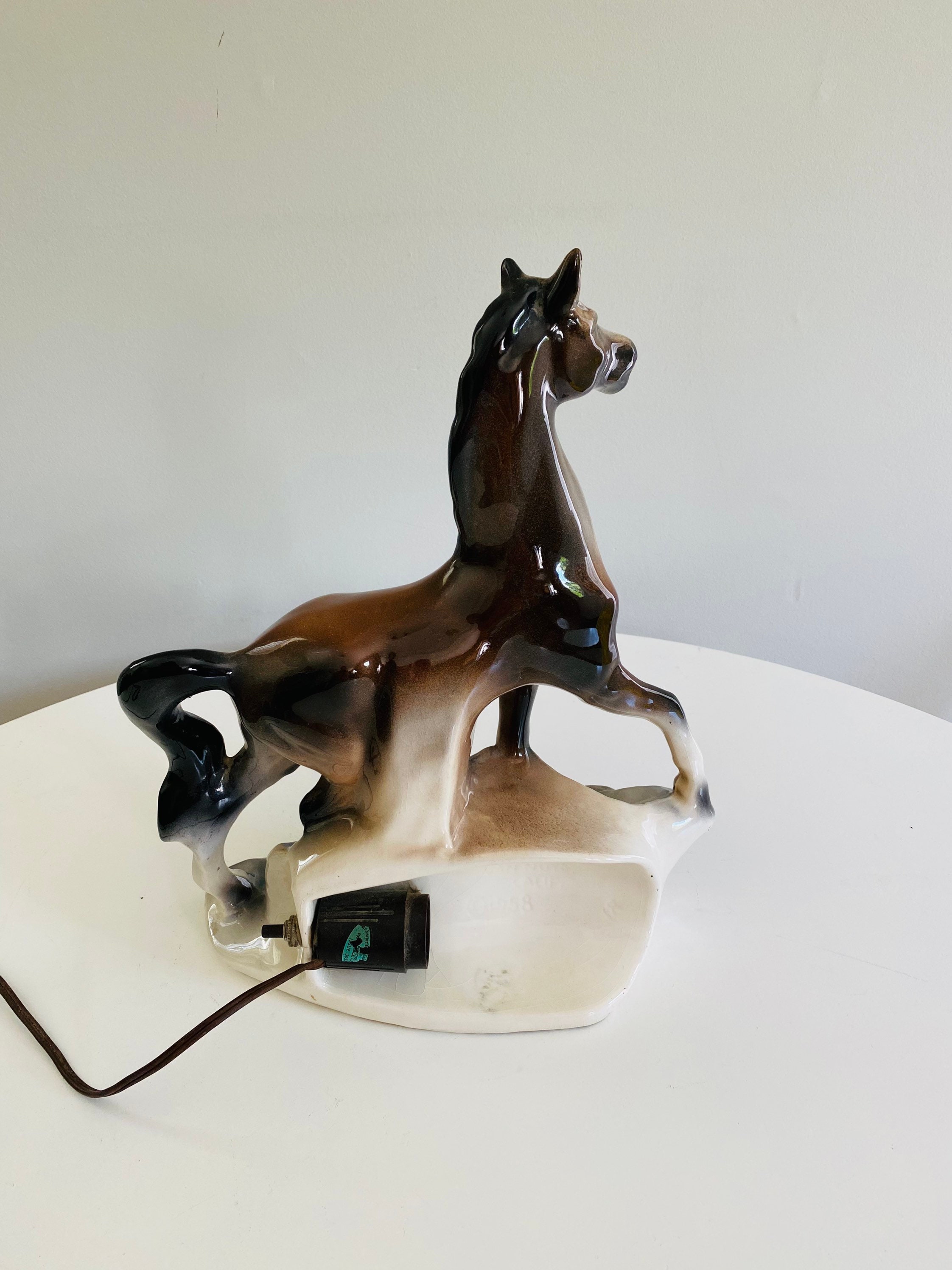 Vintage Horse TV Lamp Brown Stallion TV Lamp Mid Century Etsy