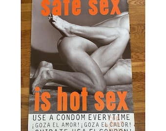 Safe Sex is Hot Sex Use a Condom Every Time 1991 Poster 34X 23 Steven Meisel