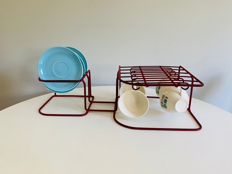 Vintage Red Dish Rack Retro Red Storage Shelf Dish Rack - Etsy