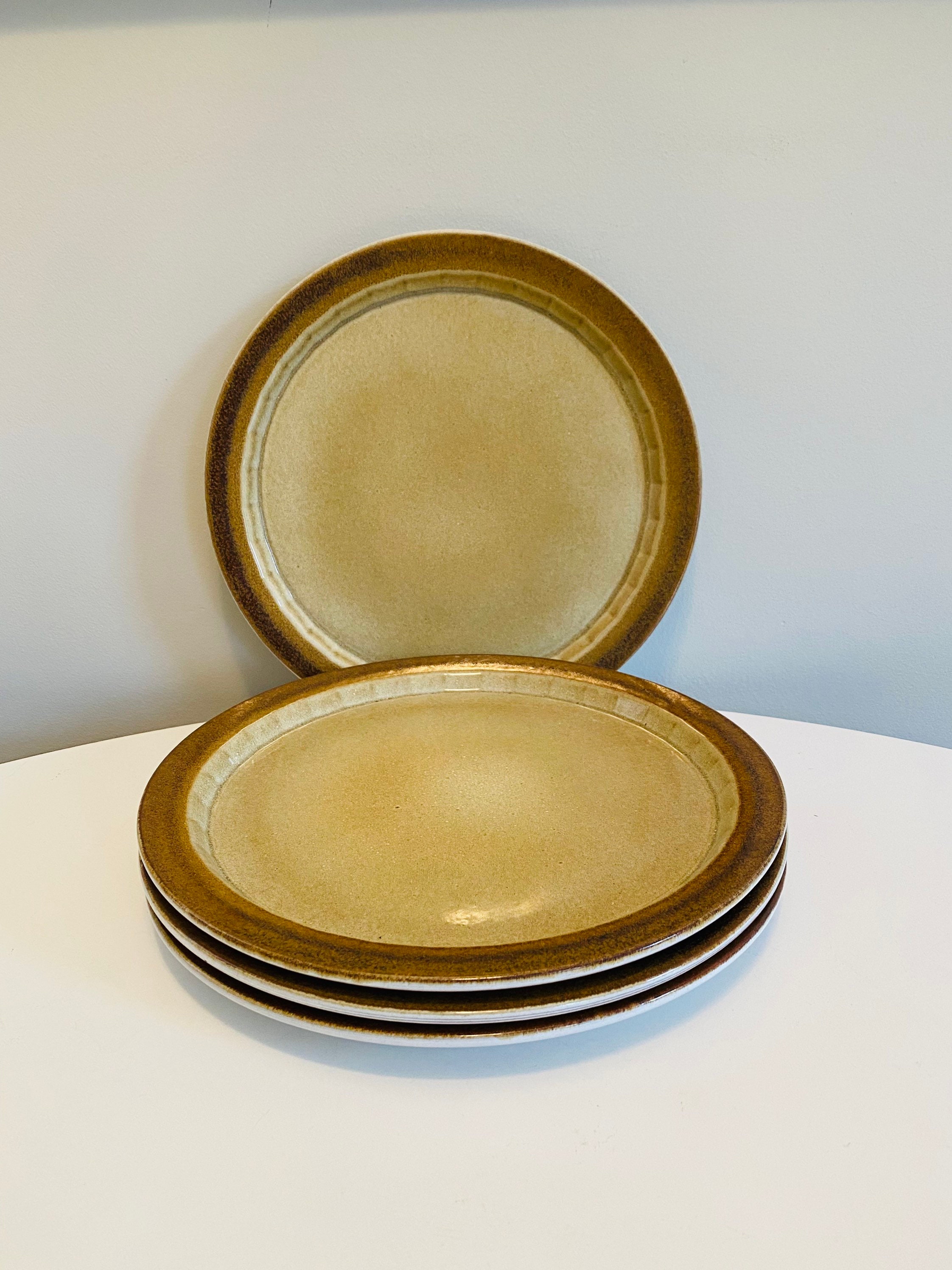 Ceramano Pottery 西ドイツ ディナープレート 4 枚セット ブラウン 