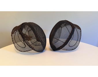 Pair Of Antique Fencing Helmets Masks Industrial Steampunk Themed Vintage Decor