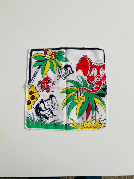 Vintage Tom Lamb Child's Handkerchief with Elephan