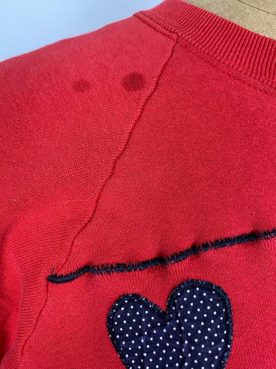 Vintage 1990s Heart Sweatshirt, Red Sweatshirt wi… - image 9